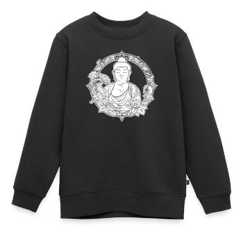 Buddha Buddhist - Kinder Premium Organic Sweatshirt - Schwarz - Vorne - AI Model Kid Female (0cm)