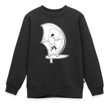 Wing Surf Wing Foil - Kinder Premium Organic Sweatshirt - Schwarz - Vorne - AI Model Kid Female (0cm)