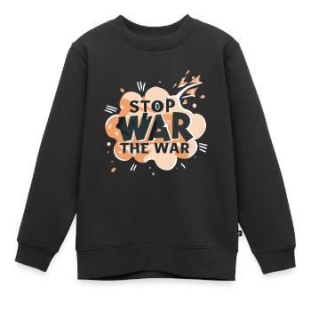 STOPPT DEN KRIEG - Kinder Premium Organic Sweatshirt - Schwarz - Vorne - AI Model Kid Female (0cm)