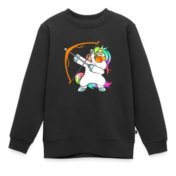 Bogenschießen Einhorn Geschenk für Kinder - Kinder Premium Organic Sweatshirt - Schwarz - Vorne - AI Model Kid Female (0cm)