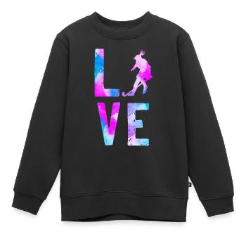 Field Hockey Watercolor Love - Kinder Premium Organic Sweatshirt - Schwarz - Vorne - AI Model Kid Female (0cm)