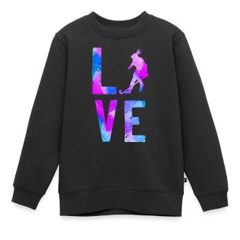Field Hockey Watercolor Love - Kinder Premium Organic Sweatshirt - Schwarz - Vorne - AI Model Kid Female (0cm)