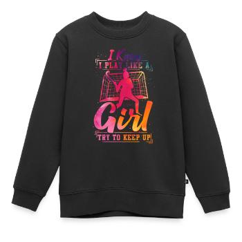 Field Hockey Watercolor I Know I - Kinder Premium Organic Sweatshirt - Schwarz - Vorne - AI Model Kid Female (0cm)