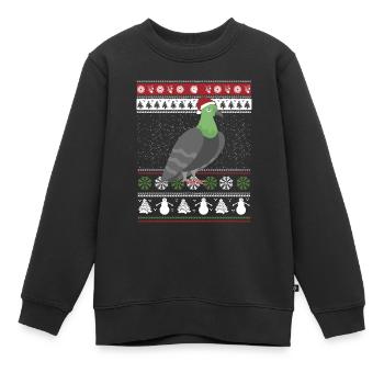 Ugly Christmas Taube - Kinder Premium Organic Sweatshirt - Schwarz - Vorne - AI Model Kid Female (0cm)