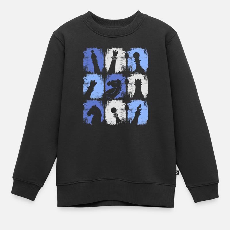Schachfiguren Retro - Kinder Premium Organic Sweatshirt - Schwarz
