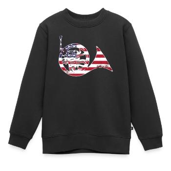 Französischer Horn -Spieler Hornist Messing Musik - Kinder Premium Organic Sweatshirt - Schwarz - Vorne - AI Model Kid Female (0cm)