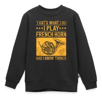 Französischer Horn -Spieler Hornist Messing Musik - Kinder Premium Organic Sweatshirt - Schwarz - Vorne - AI Model Kid Female (0cm)