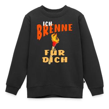 STREICHHOLZ ICH BRENNE FÜR DICH - Kinder Premium Organic Sweatshirt - Schwarz - Vorne - AI Model Kid Female (0cm)