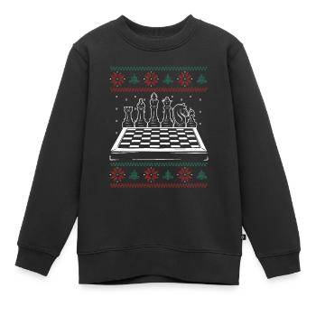 Weihnachtliches Schachbrett - Kinder Premium Organic Sweatshirt - Schwarz - Vorne - AI Model Kid Female (0cm)