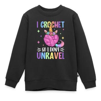 Crochet Crochet Tricot - Sweat Premium enfant bio - noir - Devant - AI Model Kid Female (0cm)