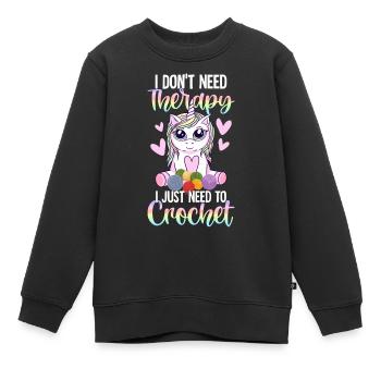 Crochet Crochet Tricot - Sweat Premium enfant bio - noir - Devant - AI Model Kid Female (0cm)