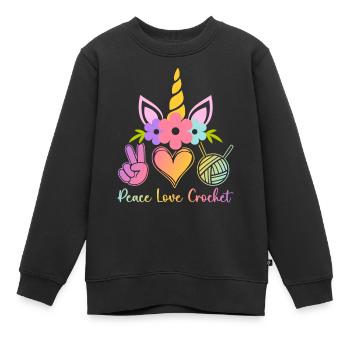 Crochet Crochet Tricot - Sweat Premium enfant bio - noir - Devant - AI Model Kid Female (0cm)