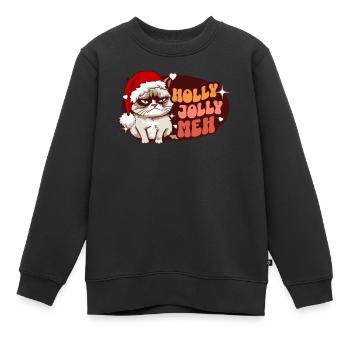 Holly Jolly Meh - Angry Cat Women Funny Christmas - Kinder Premium Organic Sweatshirt - Schwarz - Vorne - AI Model Kid Female (0cm)