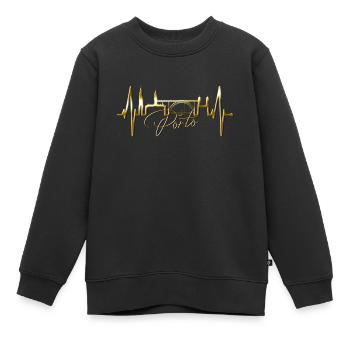 Porto Skyline Herzschlag Portugal Herz Love Porto - Kinder Premium Organic Sweatshirt - Schwarz - Vorne - AI Model Kid Female (0cm)