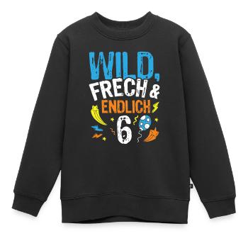 Kindergeburtstag T-Shirt Endlich Wild frech Feier - Kinder Premium Organic Sweatshirt - Schwarz - Vorne - AI Model Kid Female (0cm)