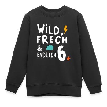 Kindergeburtstag T-Shirt Endlich Wild frech Feier - Kinder Premium Organic Sweatshirt - Schwarz - Vorne - AI Model Kid Female (0cm)