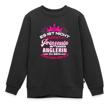 Anglerin Geschenk für Angelurlaub Frau Angel - Kinder Premium Organic Sweatshirt - Schwarz - Vorne - AI Model Kid Female (0cm)