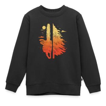 Cadeau de bûcheron pour bûcheron tronçonneuse - Sweat Premium enfant bio - noir - Devant - AI Model Kid Female (0cm)