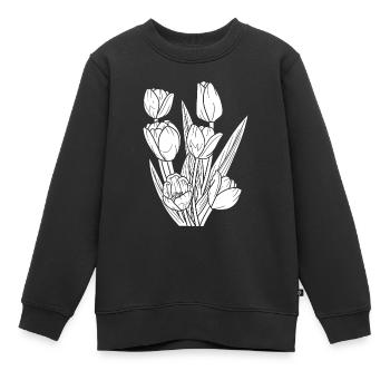 Bouquet de tulipes - Sweat Premium enfant bio - noir - Devant - AI Model Kid Female (0cm)