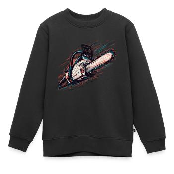 Vektor Polygon Kettensäge - Kinder Premium Organic Sweatshirt - Schwarz - Vorne - AI Model Kid Female (0cm)