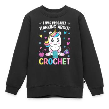 Crochet Crochet Tricot - Sweat Premium enfant bio - noir - Devant - AI Model Kid Female (0cm)