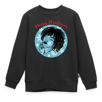 Sassy Christmas Afrolook Snowflakes - Kids Premium Organic Sweatshirt - black - Front - AI Model Kid Female (0cm)
