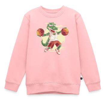 Joueur de basket-ball T Rex - Sweat Premium enfant bio - rose - Devant - AI Model Kid Female (0cm)