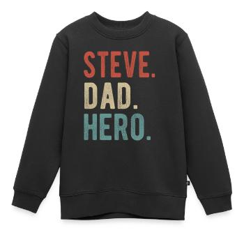 Steve Papa Held - Kinder Premium Organic Sweatshirt - Schwarz - Vorne - AI Model Kid Female (0cm)