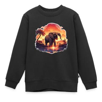 Éléphant, Éléphant, Pachyderme, Animal, Afrique, Safari - Sweat Premium enfant bio - noir - Devant - AI Model Kid Female (0cm)