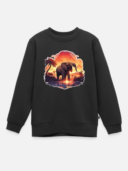 Elefant Elefanten Dickhäuter Tier Afrika Safari - Kinder Premium Organic Sweatshirt - Schwarz