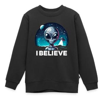 Drôle Alien Alien Croire - Sweat Premium enfant bio - noir - Devant - AI Model Kid Female (0cm)