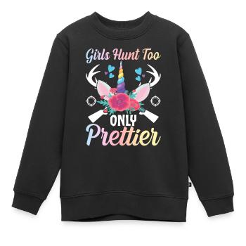Hirschjagd Mädchen Jägerin - Kinder Premium Organic Sweatshirt - Schwarz - Vorne - AI Model Kid Female (0cm)