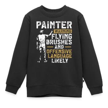 Peintre en bâtiment Peintre décorateur Peintre - Sweat Premium enfant bio - noir - Devant - AI Model Kid Female (0cm)
