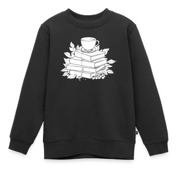 Livre rat de bibliothèque rat de bibliothèque café - Sweat Premium enfant bio - noir - Devant - AI Model Kid Female (0cm)