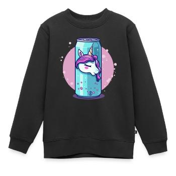 sprudeliger Einhorn Saft aus der Dose - Kinder Premium Organic Sweatshirt - Schwarz - Vorne - AI Model Kid Female (0cm)