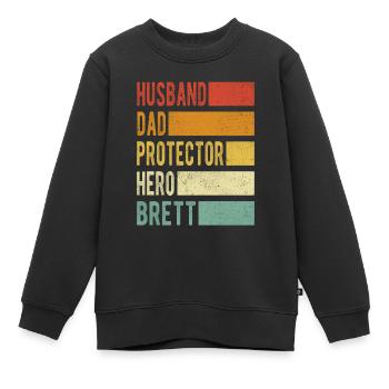 Brett Name Papa Geschenk - Kinder Premium Organic Sweatshirt - Schwarz - Vorne - AI Model Kid Female (0cm)