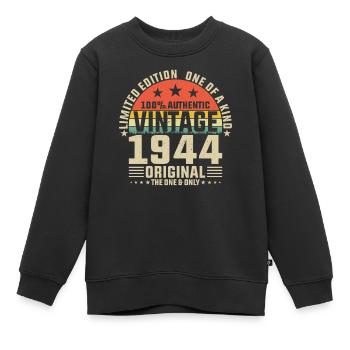 80e anniversaire 1944 - Sweat Premium enfant bio - noir - Devant - AI Model Kid Female (0cm)