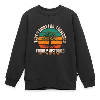 Généalogie Génétique Généalogiste Ancêtres - Sweat Premium enfant bio - noir - Devant - AI Model Kid Female (0cm)