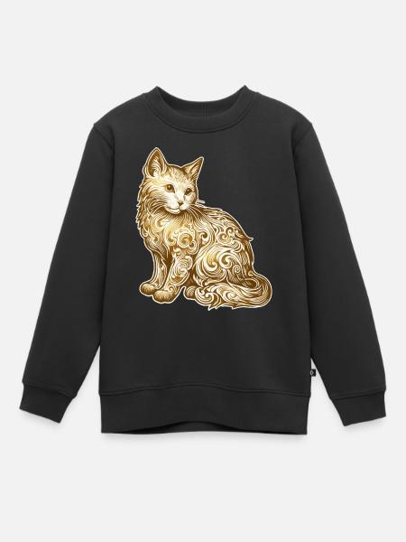 Katze - Kinder Premium Organic Sweatshirt - Schwarz