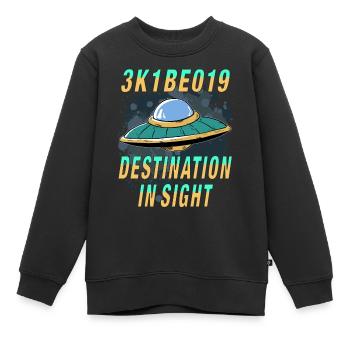DESTINATION OVNI EN VUE - Sweat Premium enfant bio - noir - Devant - AI Model Kid Female (0cm)