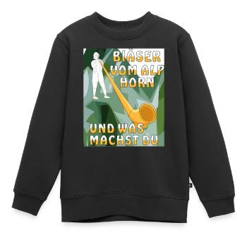 BLÄSER VOM ALPHORN - Kinder Premium Organic Sweatshirt - Schwarz - Vorne - AI Model Kid Female (0cm)