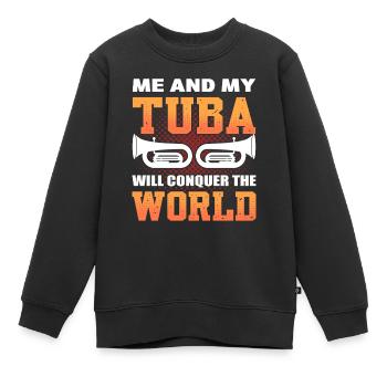 Moi et mon tuba allons conquérir le joueur de tuba mondial - Sweat Premium enfant bio - noir - Devant - AI Model Kid Female (0cm)