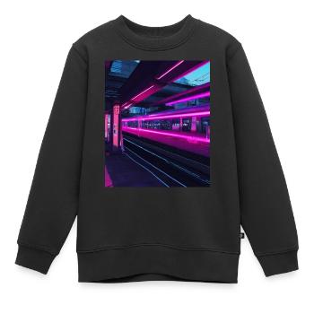 Gare de Tokyo - Sweat Premium enfant bio - noir - Devant - AI Model Kid Female (0cm)