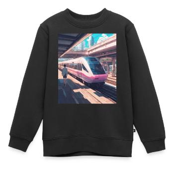 Train de la gare du Japon - Sweat Premium enfant bio - noir - Devant - AI Model Kid Female (0cm)