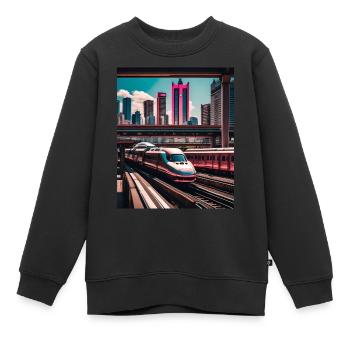 Gare de Tokyo - Sweat Premium enfant bio - noir - Devant - AI Model Kid Female (0cm)