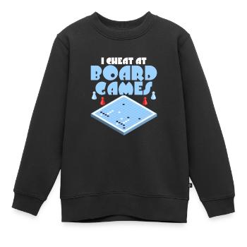 I Cheat At Board Games Tabletop Player Nerd Gamer - Kids Premium Organic Sweatshirt - black - Front - AI Model Kid Female (0cm)