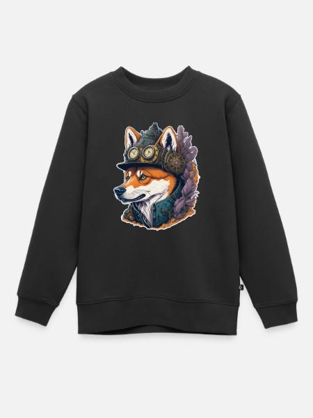 Steampunk Shiba Inu Retro Dogs Design - Sweat Premium enfant bio - noir