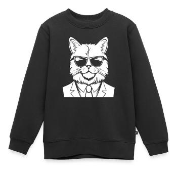 Katze Anzug - Kinder Premium Organic Sweatshirt - Schwarz - Vorne - AI Model Kid Female (0cm)