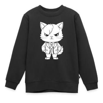 Katze Anzug - Kinder Premium Organic Sweatshirt - Schwarz - Vorne - AI Model Kid Female (0cm)