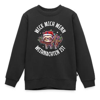Weck mich auf wenn es Weihnachten ist - Kinder Premium Organic Sweatshirt - Schwarz - Vorne - AI Model Kid Female (0cm)